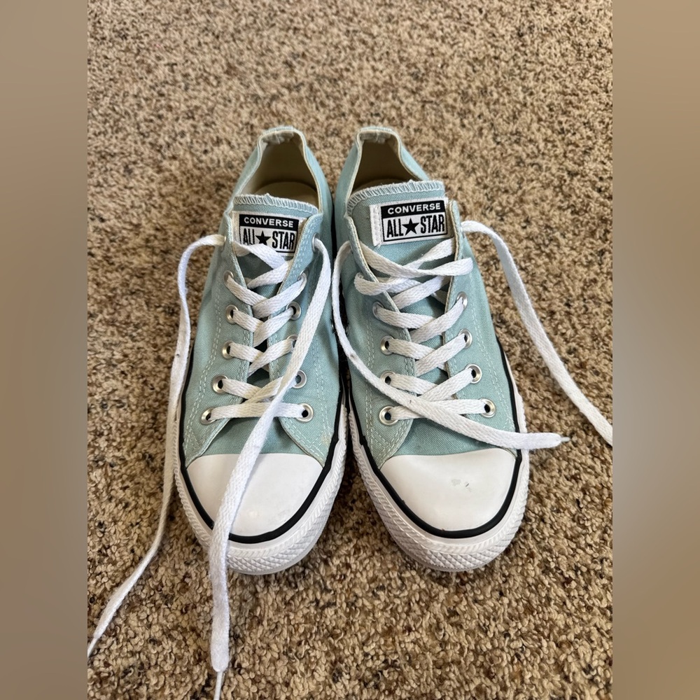 Converse Low Top Sneakers in Mint Green and White